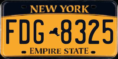 NY license plate FDG8325