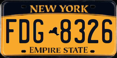 NY license plate FDG8326