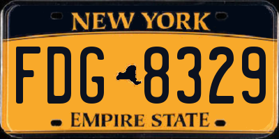 NY license plate FDG8329