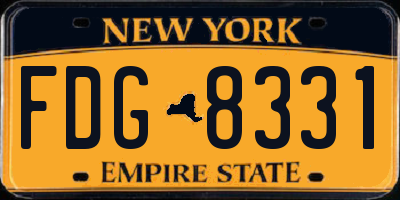 NY license plate FDG8331