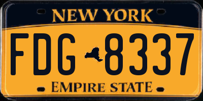 NY license plate FDG8337