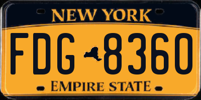 NY license plate FDG8360