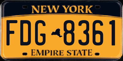 NY license plate FDG8361