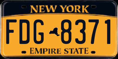 NY license plate FDG8371