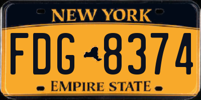 NY license plate FDG8374