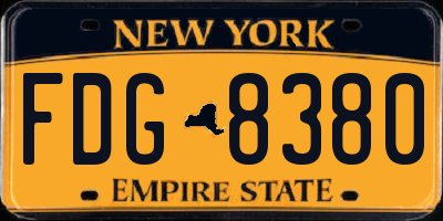 NY license plate FDG8380