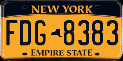 NY license plate FDG8383