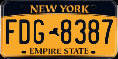 NY license plate FDG8387