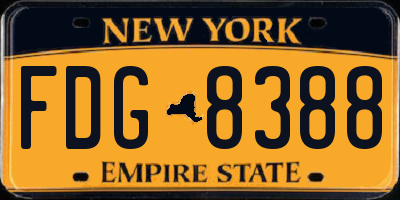 NY license plate FDG8388