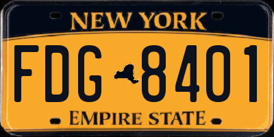 NY license plate FDG8401