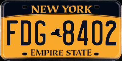 NY license plate FDG8402