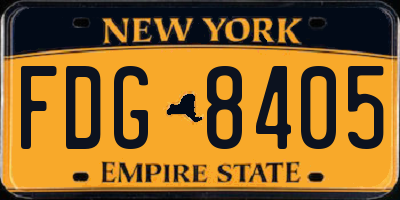NY license plate FDG8405
