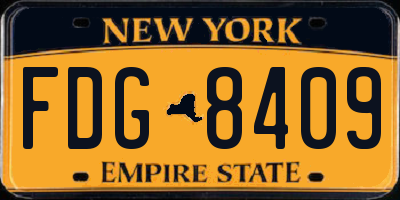 NY license plate FDG8409