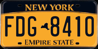 NY license plate FDG8410