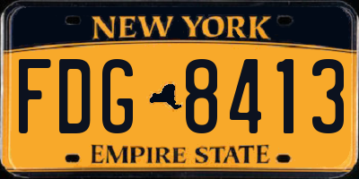 NY license plate FDG8413