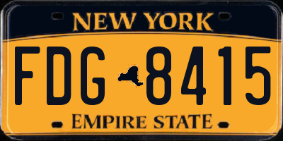 NY license plate FDG8415
