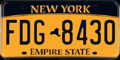 NY license plate FDG8430