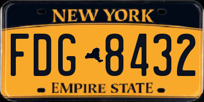 NY license plate FDG8432
