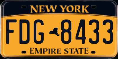 NY license plate FDG8433