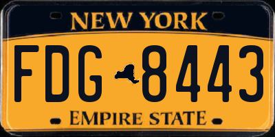 NY license plate FDG8443