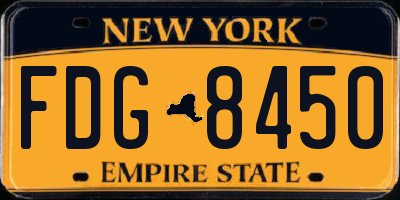 NY license plate FDG8450