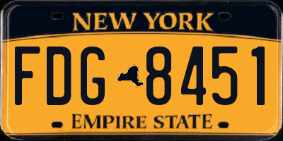 NY license plate FDG8451