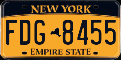 NY license plate FDG8455