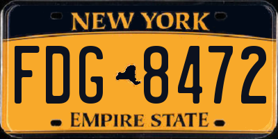 NY license plate FDG8472