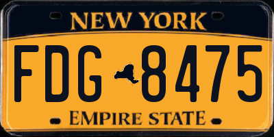 NY license plate FDG8475