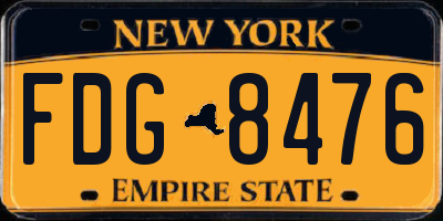 NY license plate FDG8476