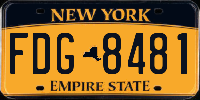 NY license plate FDG8481