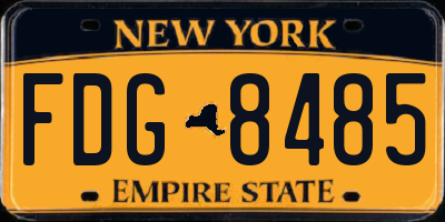 NY license plate FDG8485