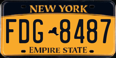 NY license plate FDG8487