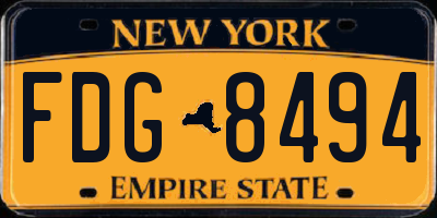 NY license plate FDG8494