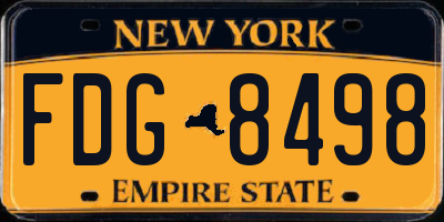 NY license plate FDG8498