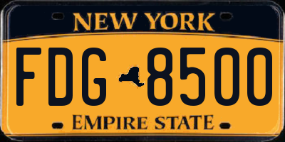 NY license plate FDG8500
