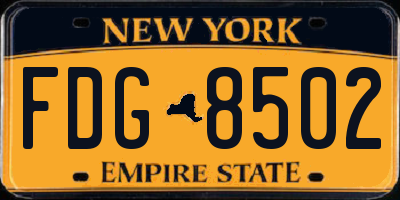 NY license plate FDG8502