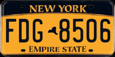 NY license plate FDG8506