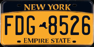 NY license plate FDG8526