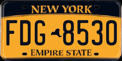NY license plate FDG8530