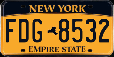 NY license plate FDG8532