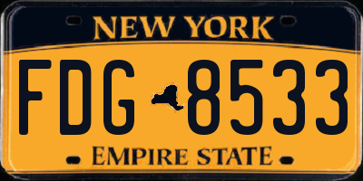 NY license plate FDG8533