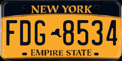 NY license plate FDG8534