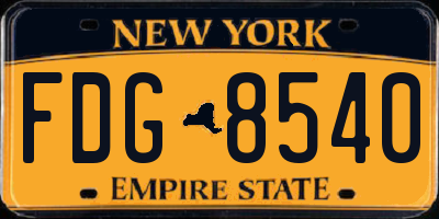 NY license plate FDG8540