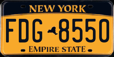 NY license plate FDG8550