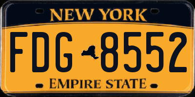 NY license plate FDG8552