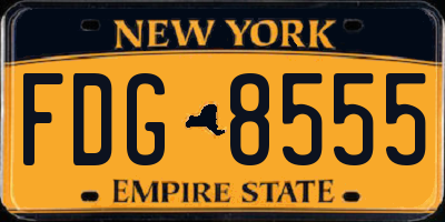 NY license plate FDG8555