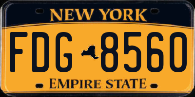 NY license plate FDG8560