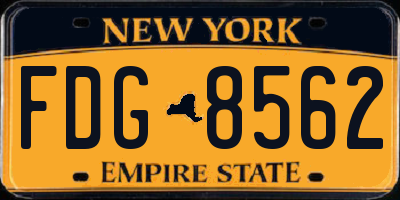 NY license plate FDG8562
