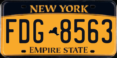 NY license plate FDG8563
